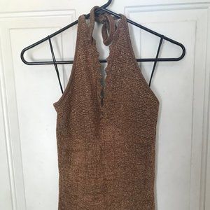 TSP brown and gold knit halter top